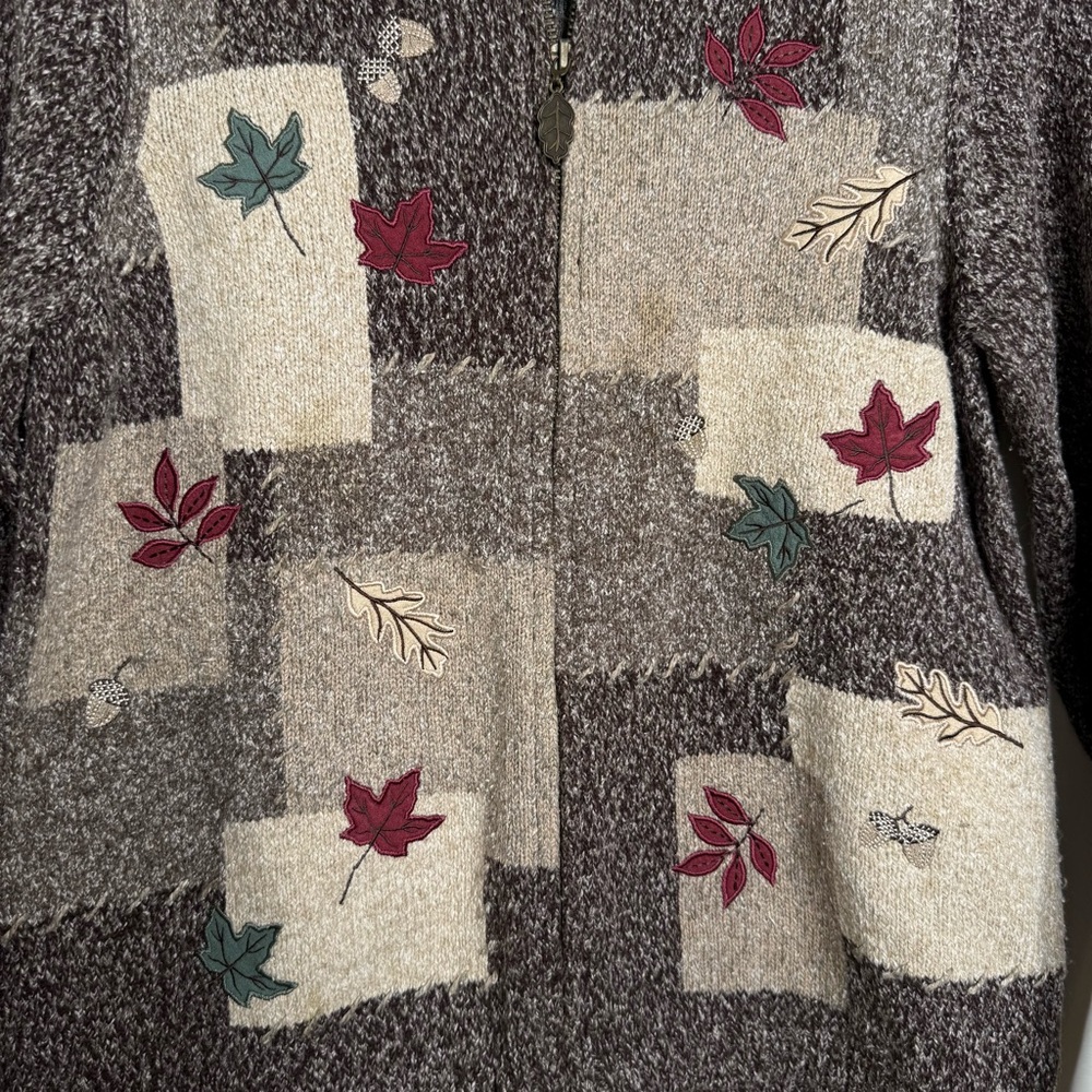 Vintage Northern Reflections Zip Up Sweater Women’s Size Small Fall Leaves - Picture 7 of 15